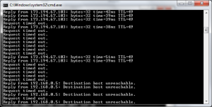 Ping results after HDMI cable connected.