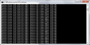 Ping results before Pi was switched on.